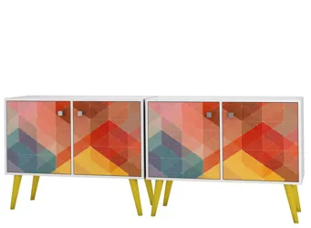 2-pc. Avesta Double End Table White, Stamp, Yellow Product_Grid_Image