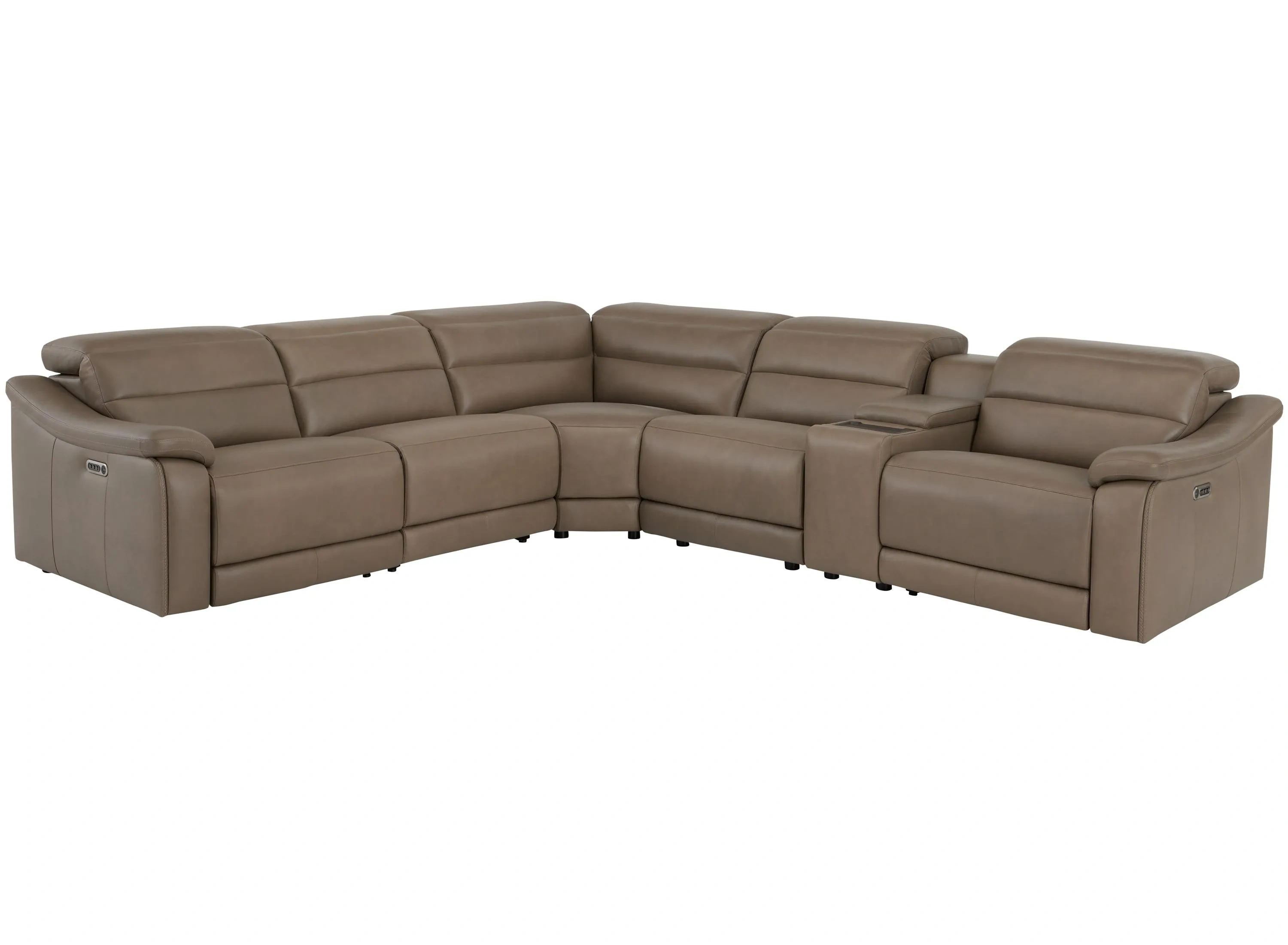 Tucker 6-pc. Triple Power Leather Sectional | Raymour & Flanigan