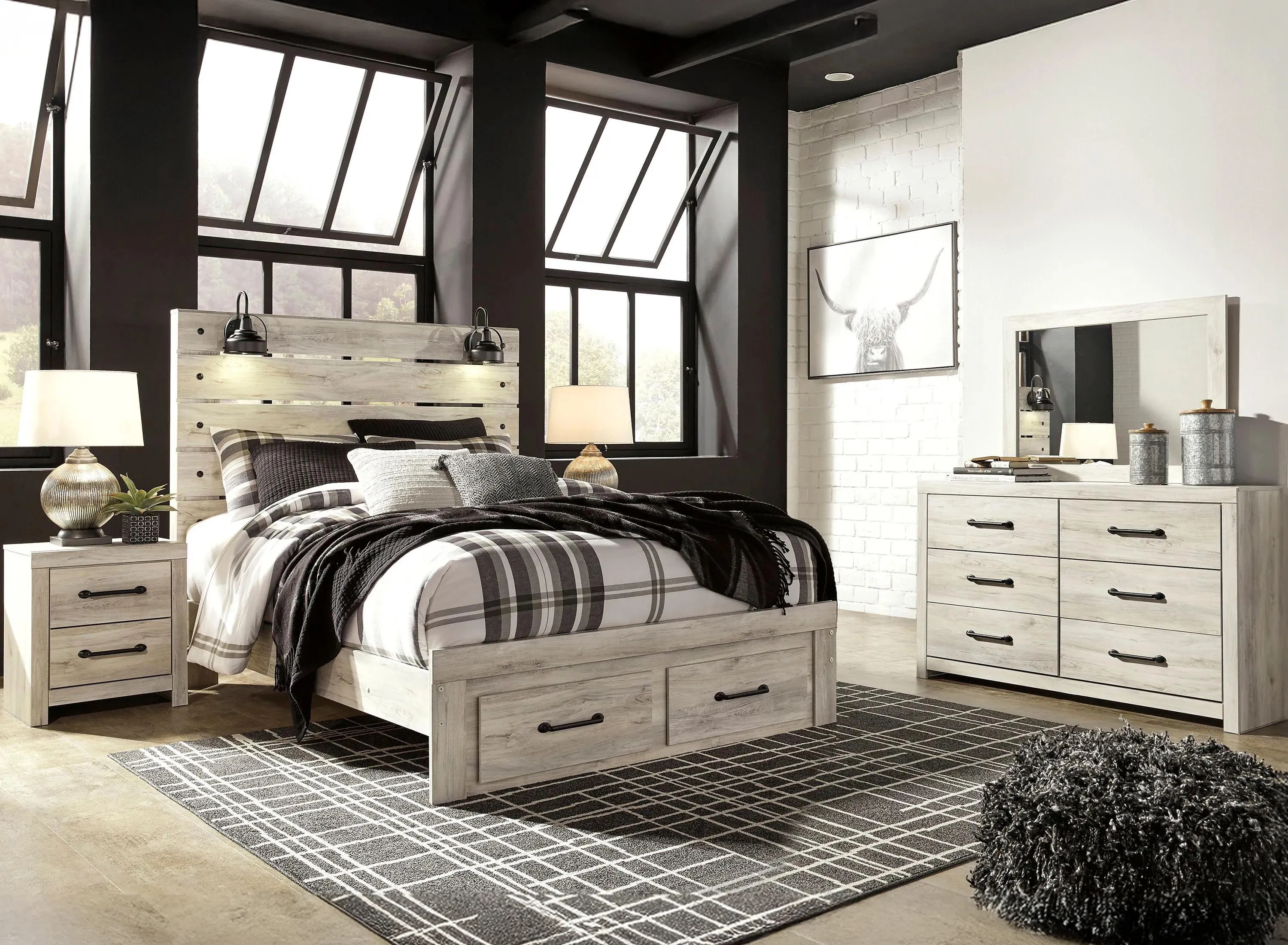 Luna 4-pc. Panel Bedroom Set with Storage | Raymour & Flanigan