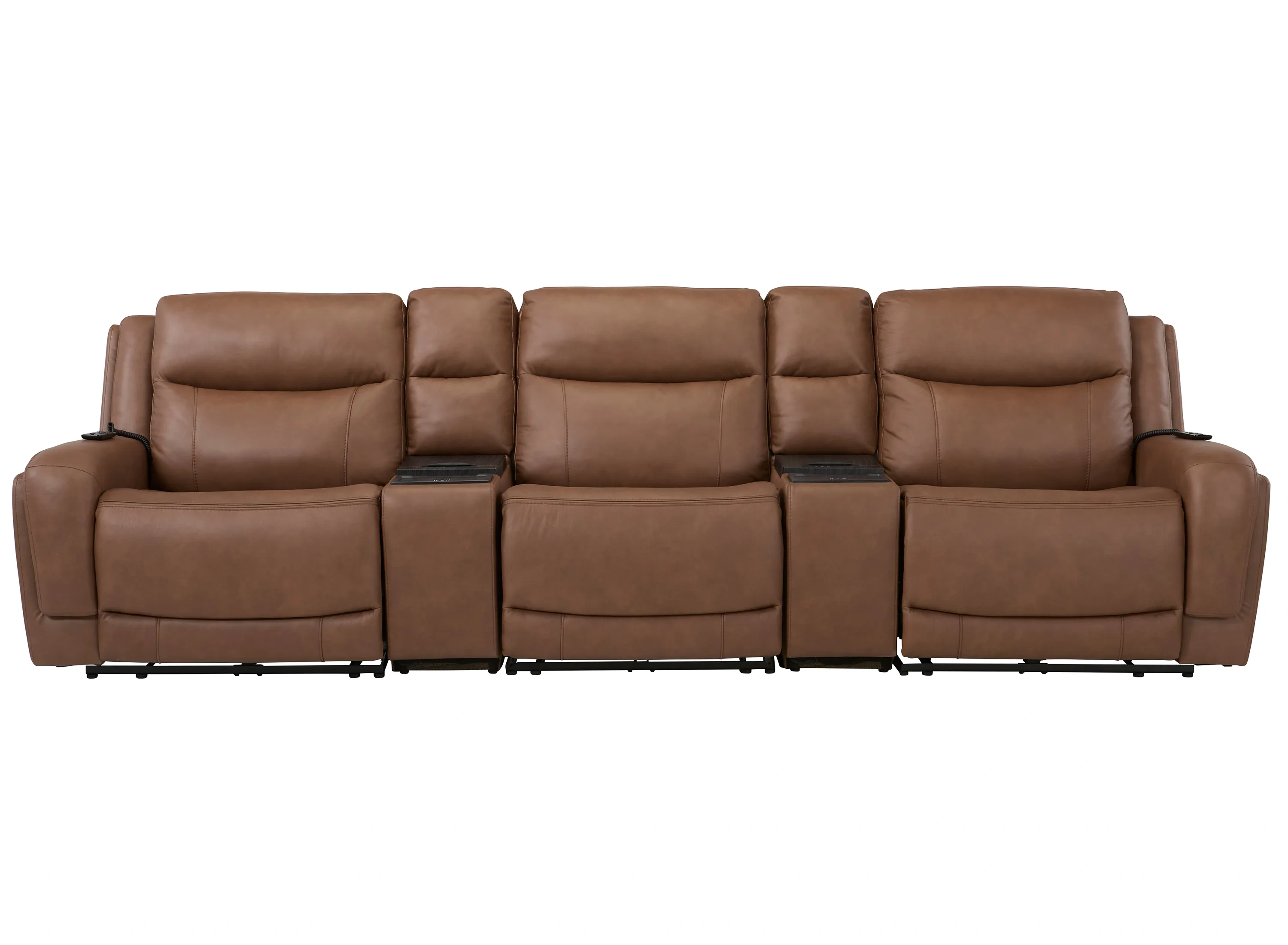 Harbin 5-pc. Leather Triple Power Sectional w/ Cooler Console