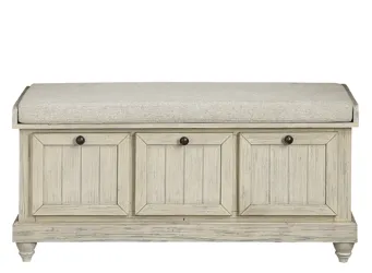 Hakea Upholstered Storage Bench Distressed White Product_Grid_Image