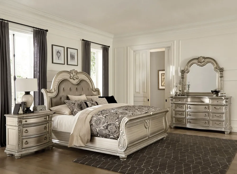 【現金特価】 4-pc. Palace Upholstered Flanigan & Raymour | Set Bedroom トップス