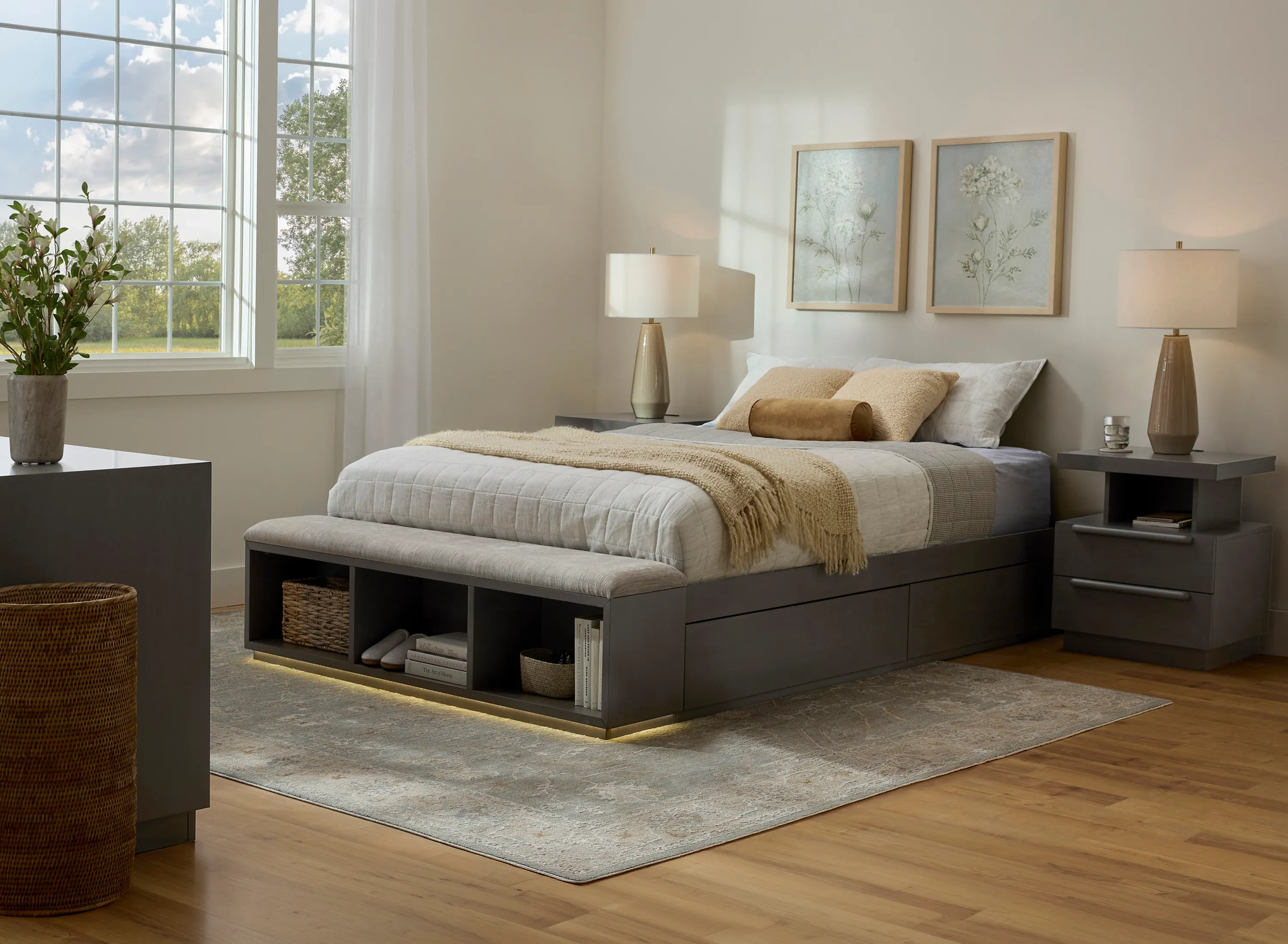 Paramore 4-pc. Bedroom Set w/ 2-Side Storage | Raymour & Flanigan
