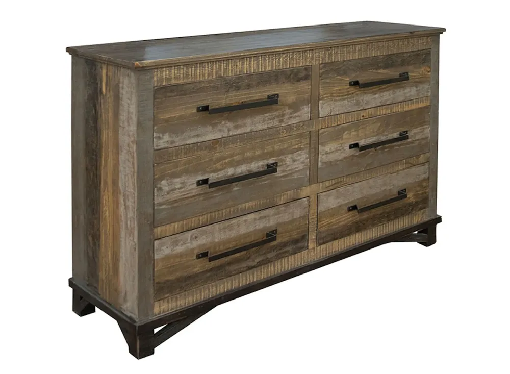 IFD Loft Two Tone Brown Gray 6 Drawers Dresser