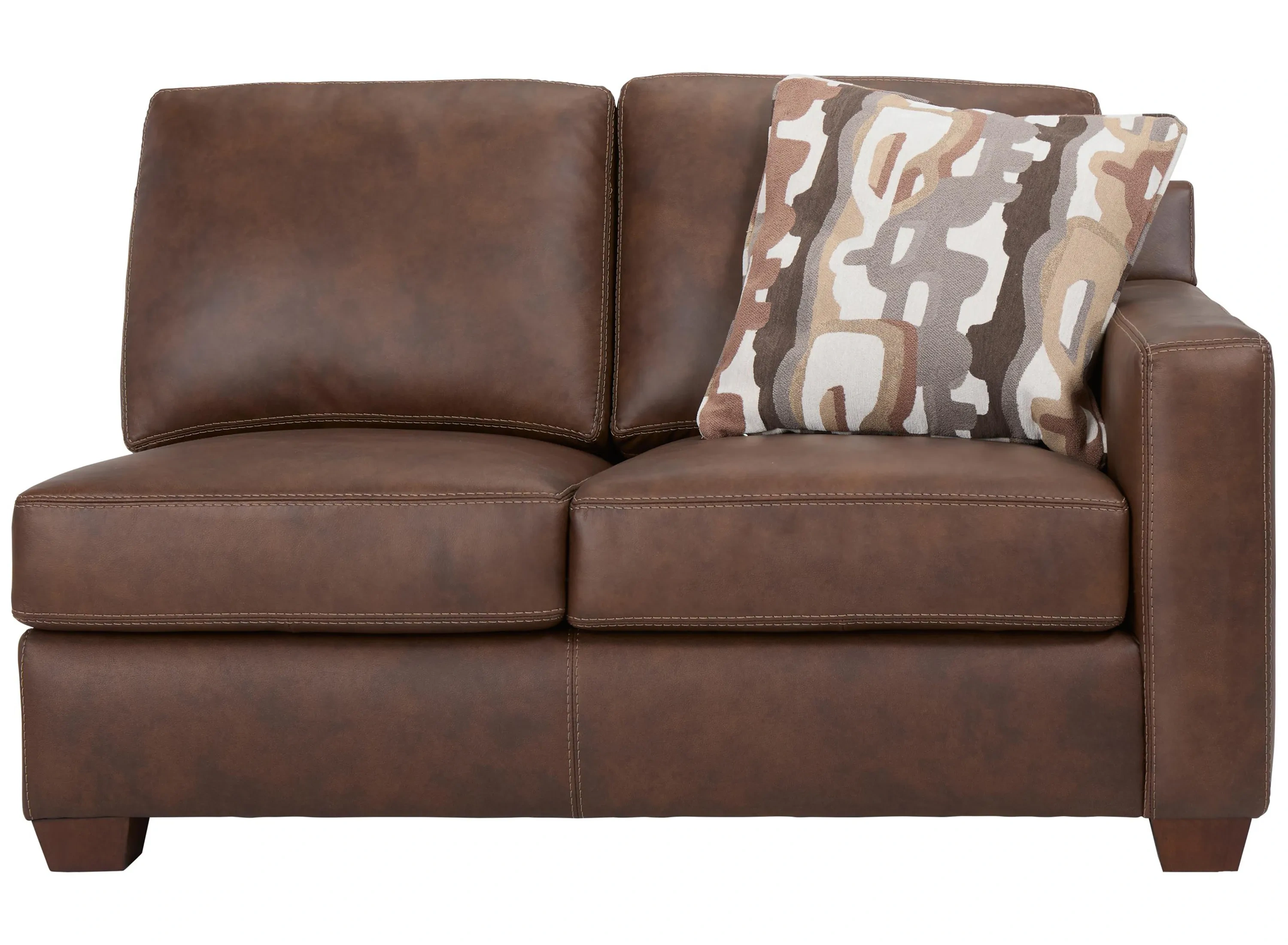 Quinton Leather Right Arm Facing Loveseat | Raymour & Flanigan