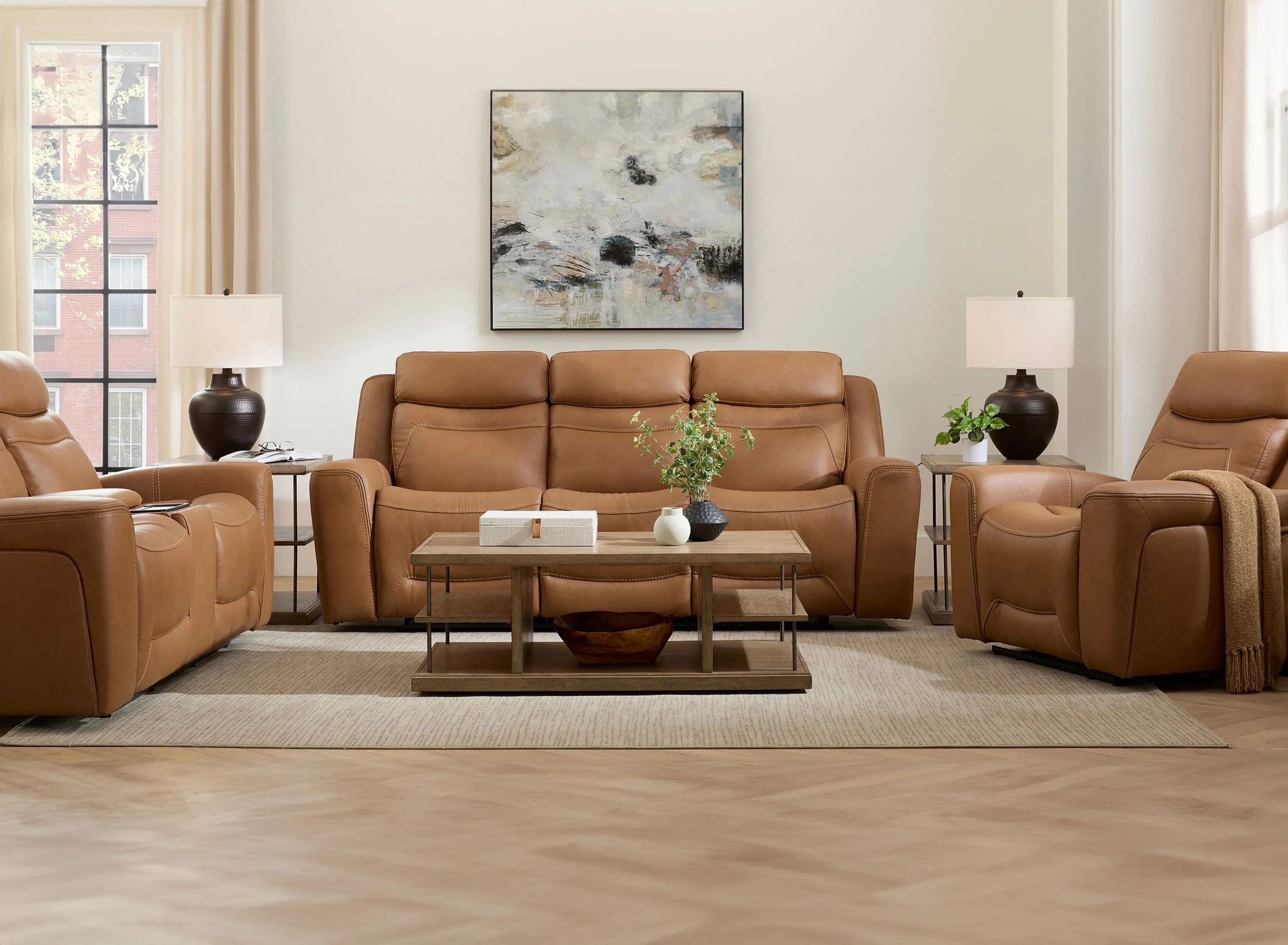 Morgenthal Triple Power Living Room Set w/ Heat & Massage