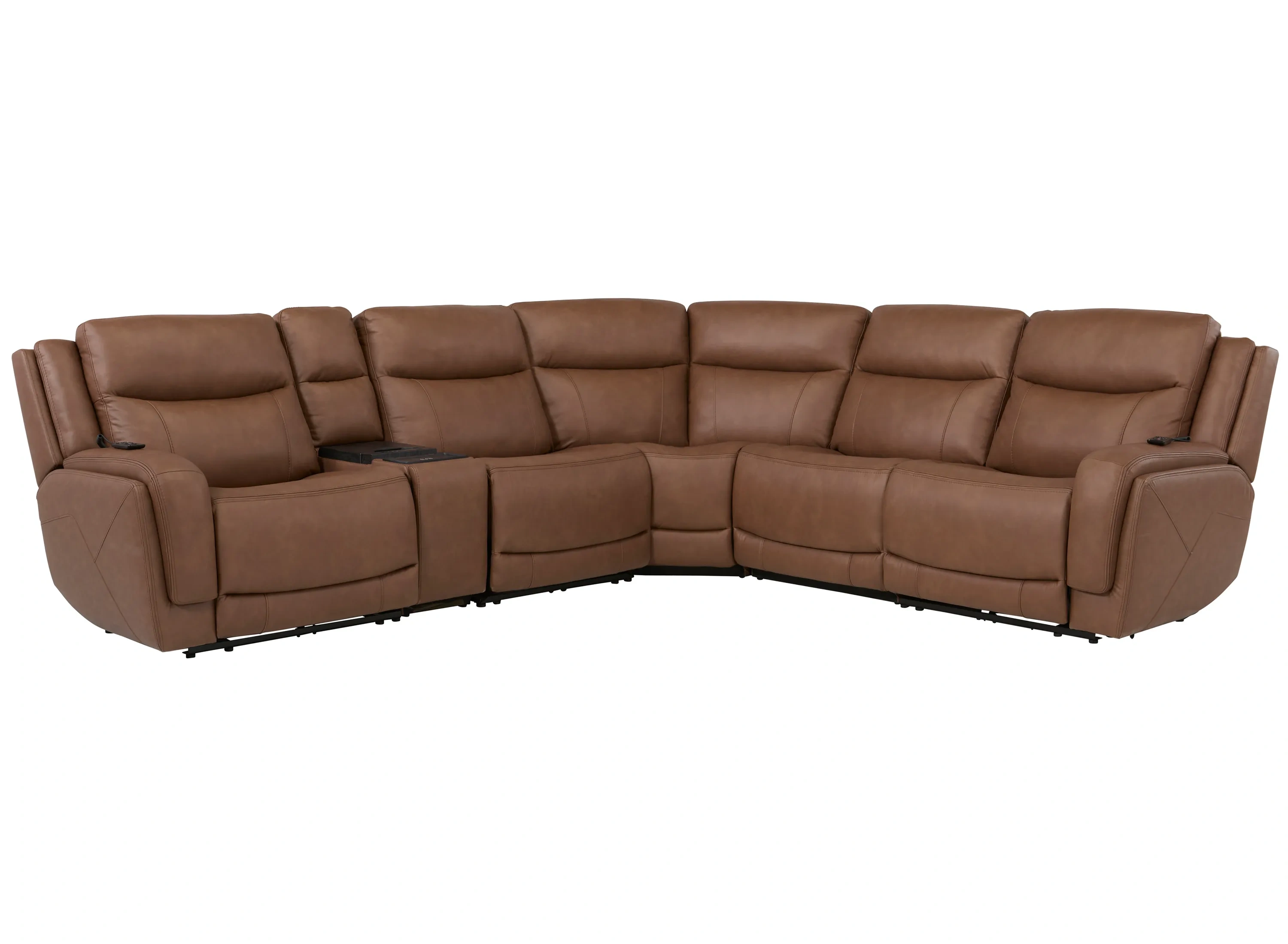 Harbin 6-pc. Leather Triple Power Sectional w/ Cooler Console