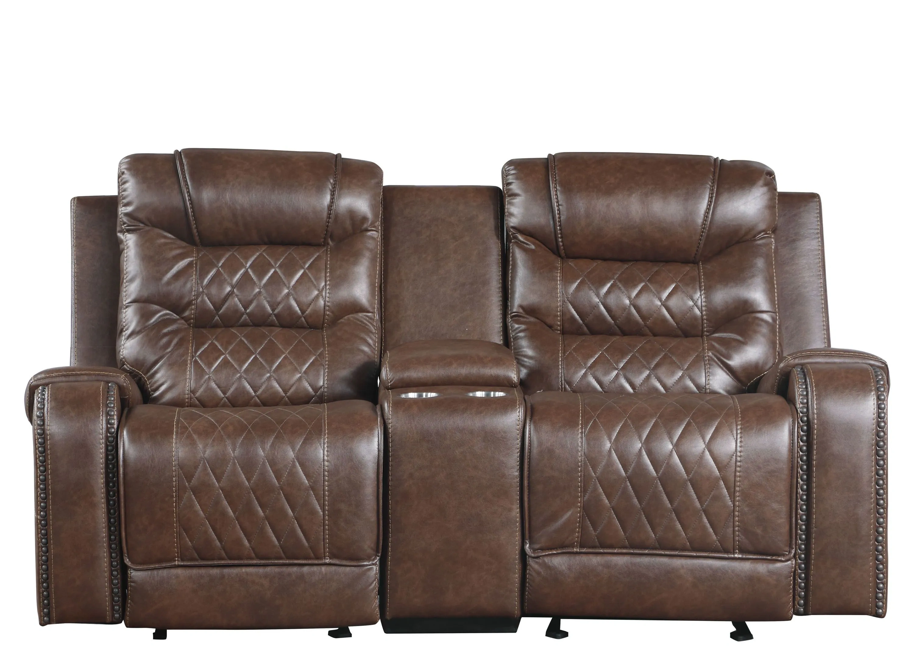 Greenway Double Glider Reclining Console Loveseat w/ USB | Raymour