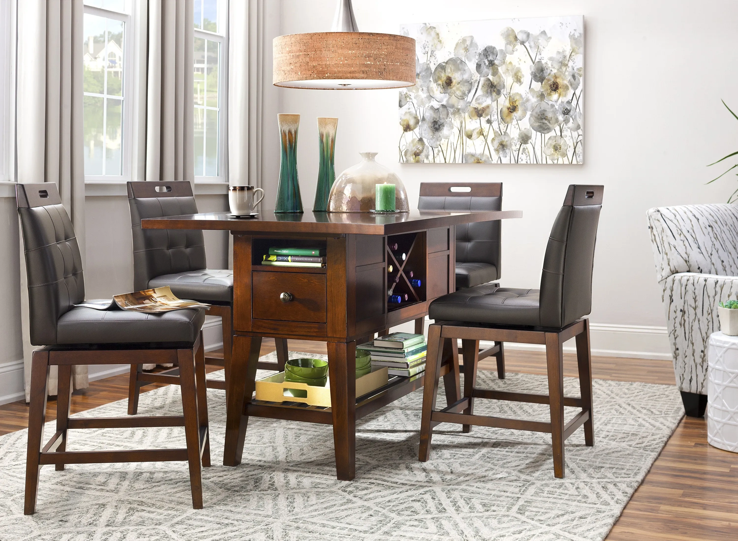 Canfield 5-piece 47-inch Counter Height Dining Set Brown