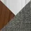 Chrome Metal, Walnut Wood, Grey Fabric