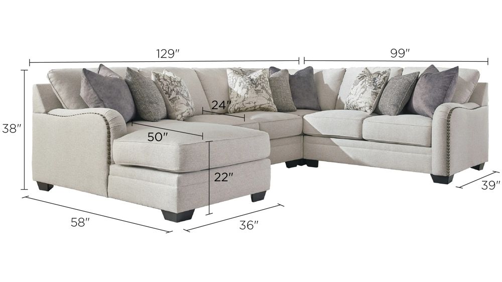 Clancy 4-pc. Sectional Sofa Dimensions