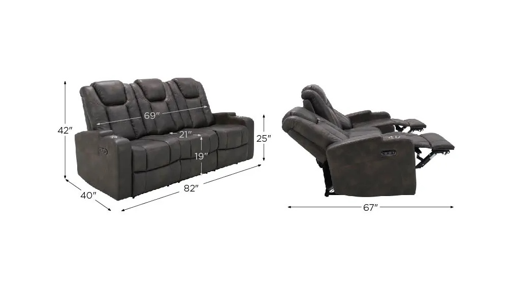 Matera Power Sofa with Drop Down Table Raymour Flanigan